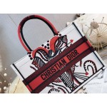 DIOR MEDIUM BOOK TOTE Latte Multicolor Cupidon Embroidery