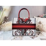 DIOR MEDIUM BOOK TOTE Latte Multicolor Cupidon Embroidery