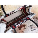 DIOR MEDIUM BOOK TOTE Latte Multicolor Cupidon Embroidery