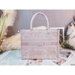 DIOR MEDIUM BOOK TOTE Pink Toile de Jouy Embroidery