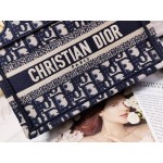 DIOR MINI BOOK TOTE Blue Dior Oblique Embroidery