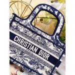 DIOR MINI BOOK TOTE Blue Toile de Jouy Embroidery