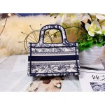 DIOR MINI BOOK TOTE Blue Toile de Jouy Embroidery