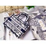 DIOR MINI BOOK TOTE Blue Toile de Jouy Embroidery