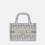 DIOR MINI BOOK TOTE Gray Dior Oblique Embroidery