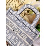 DIOR MINI BOOK TOTE Gray Dior Oblique Embroidery