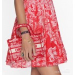 DIOR MINI BOOK TOTE Red Toile de Jouy Embroidery