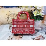 DIOR MINI BOOK TOTE Red Toile de Jouy Embroidery