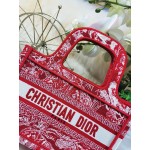 DIOR MINI BOOK TOTE Red Toile de Jouy Embroidery