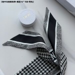 DIOR 30 MONTAIGNE MITZAH SCARF Black and White Silk Twill