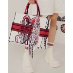 DIOR CUPIDON MITZAH SCARF White, Black and Red Silk Twill