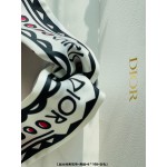 DIOR CUPIDON MITZAH SCARF White, Black and Red Silk Twill