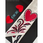 DIOR CUPIDON MITZAH SCARF White, Black and Red Silk Twill