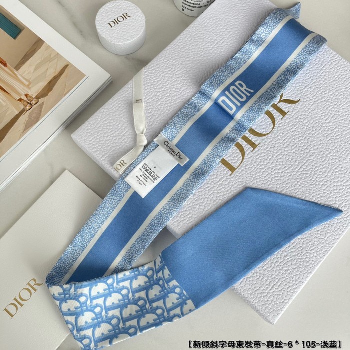 Dior Oblique Scarf Blue Silk