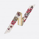 DIOR MITZAH SCARF Ivory Silk Twill with Multicolor Butterfly Motif