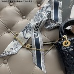 DIOR TOILE DE JOUY SAUVAGE MITZAH SCARF Ivory and Navy Blue Silk Twill