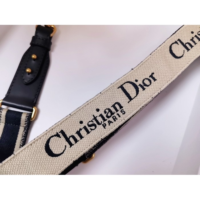 Dior - Adjustable Shoulder Strap with Ring Denim Blue Toile de Jouy Sauvage Embroidery - Women