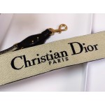 DIOR SHOULDER STRAP WITH RING Black 'CHRISTIAN DIOR PARIS' Embroidery